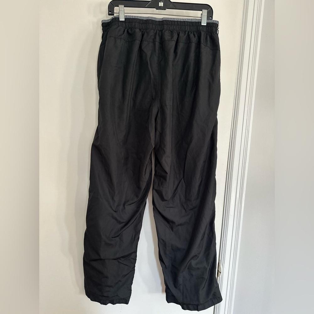 VTG Y2K Starter Pull On Track Pants Mens SzL Black Baggy Lined Swishy Wide Leg. - Picture 2 of 13